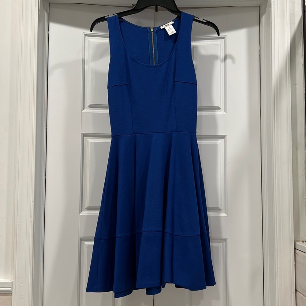 Bar III Cobalt blue. Knee length, sleeveless dress.
